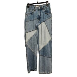 COTTON :ON | Low Straight Panel Jeans | Blue Patchwork | size 2